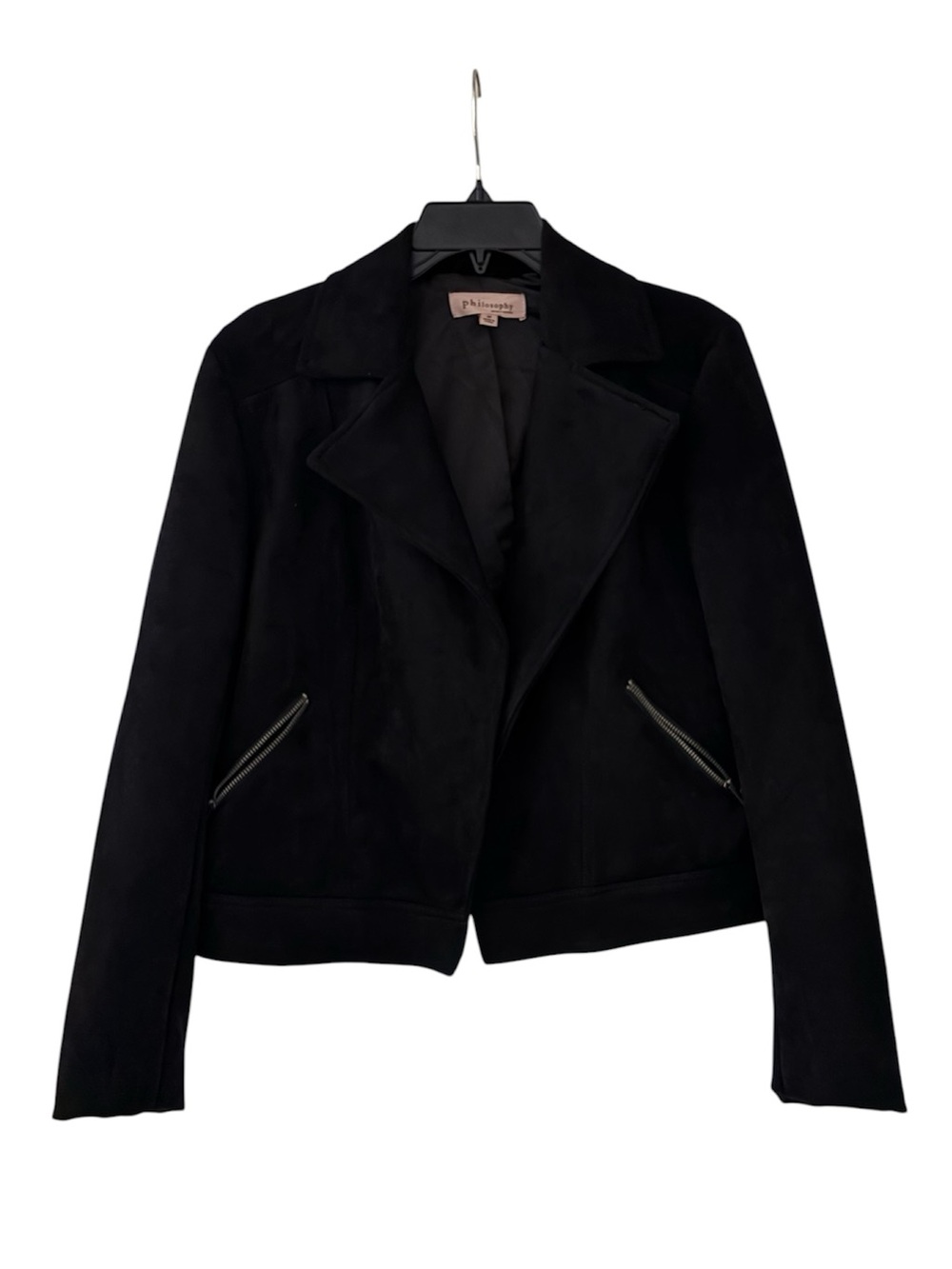 PHILOSOPHY Black Faux Suede Moto Jacket